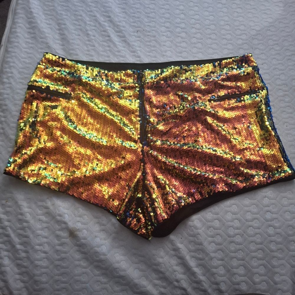FN Gold AB Sequin Sexy Booty Shorts